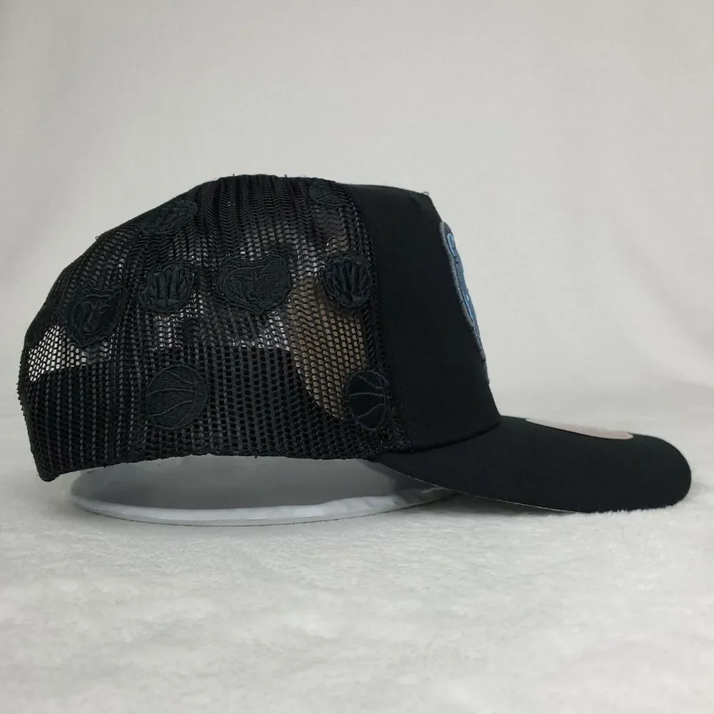 Memphis Grizzlies Mitchell & Ness Trucker Snapback Hat Cap 3D Logo Black‎ NWT